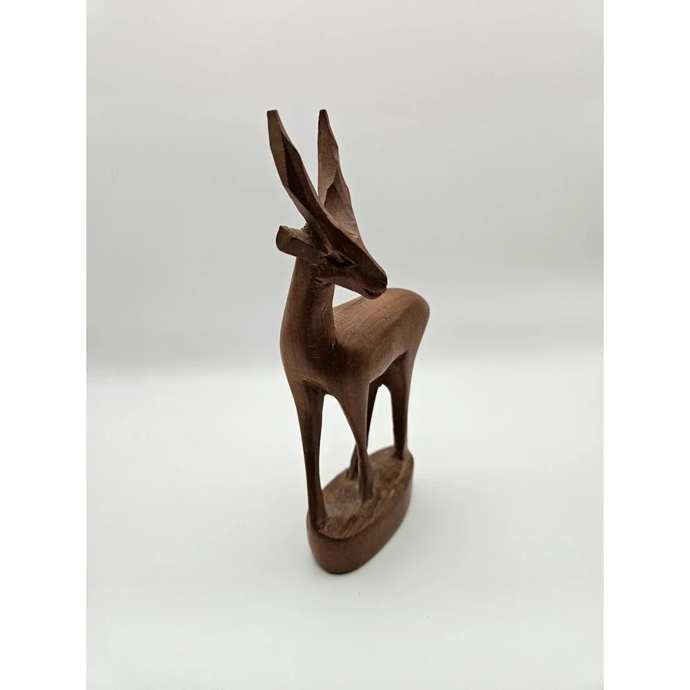 Vintage Handcarved Wooden Gazelle Figurine 6